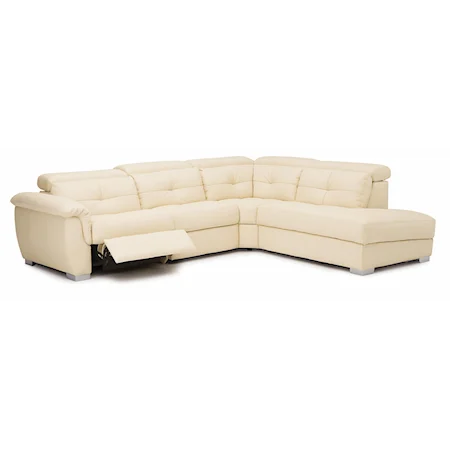 Transitional Power Reclining Sectional Sofa with Retractable Headrests and LHF Nest